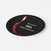 Heiße Pfeffer mit Kerzenflamme 60. Geburtstag Pappteller (Schrägansicht)