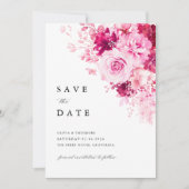 Heiße Pink Florale Hochzeit Save The Date (Vorderseite)