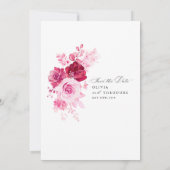 Heiße Pink Florale Hochzeit Save The Date (Rückseite)