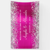 Heiße Pink-Foil-Hochzeit im Silberner Glitzer Banner (Vertikal)
