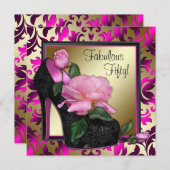 Heiße Pink-Frauen 50. Geburtstagsparty Einladung (Vorne/Hinten)