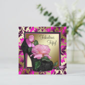 Heiße Pink-Frauen 50. Geburtstagsparty Einladung (Stehend Vorderseite)