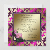 Heiße Pink-Frauen 50. Geburtstagsparty Einladung (Rückseite)