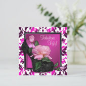 Heiße Pink-Frauen 50. Geburtstagsparty Einladung (Stehend Vorderseite)