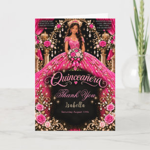 Heiße Pink Quinceañera-Feier Dankeskarte