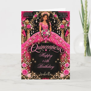 Heiße Pink Quinceañera-Feier Karte