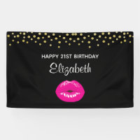Heiße Pink Shiny Lippen auf dem Schwarzen Geburtst