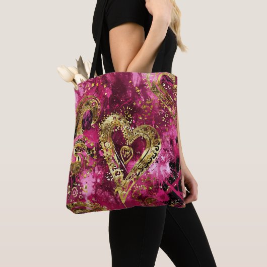 HEISSE PINK UND GOLD GLITZER SEHEN VALENTINE HERZE TASCHE (Von Nahem)