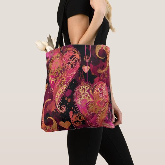 HEISSE PINK UND GOLD GLITZER SEHEN VALENTINE HERZE TASCHE (Von Nahem)