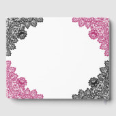 Heiße Pink- und Schwarz-Blütenhochzeit Gästebuch (Rückseite)