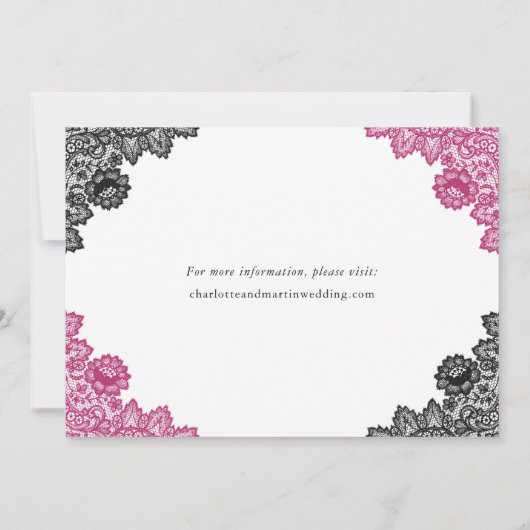 Heiße Pink- und Schwarz-Blütenhochzeit Save The Date (Rückseite)