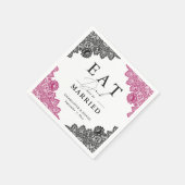 Heiße Pink- und Schwarz-Blütenhochzeit Serviette (Ecke)