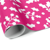 Heiße Pink Winter Weihnachten Geschenkpapier (Rolleneckpunkt)