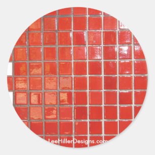Heiße Quellen, AR-rote Fliesen, Mittelave-Geschenk Runder Aufkleber