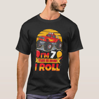 Heiße Räder Geburtstag ich bin 7 So Roll Monst T-Shirt