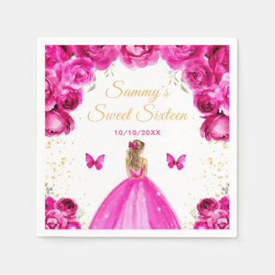Heiße rosa Blondhaar Prinzessin Sweet Sixteen Serviette