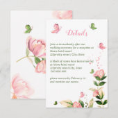 Heiße rosa Blume grüne Blätter Schmetterlinge Hoch Begleitkarte (Vorne/Hinten)