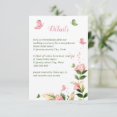 Heiße rosa Blume grüne Blätter Schmetterlinge Hoch Begleitkarte (Stehend Vorderseite)