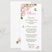 Heiße rosa Blume grüne Blätter Schmetterlinge Hoch Menükarte (Vorne/Hinten)