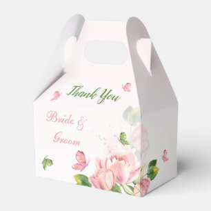 heiße rosa Blumen grüne Blätter Schmetterlinge Hoc Geschenkschachtel