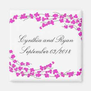 Heiße rosa Blüten Save the Date Magnet