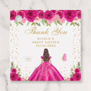 Heiße Rosa Braunhaarige Prinzessin Sweet Sixteen Geschenkanhänger