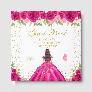 Heiße rosa braunhaarige Prinzessin zum Geburtstag Gästebuch
