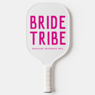 Heiße rosa Braut Tribe wird Mrs Brautparty Pickleball Schläger