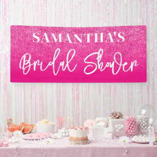 Heiße rosa Farbblock Glitter Brautparty Banner