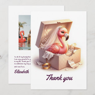 Heiße rosa Flamingo-Junggesellinnen-Abschiedsfoto Dankeskarte