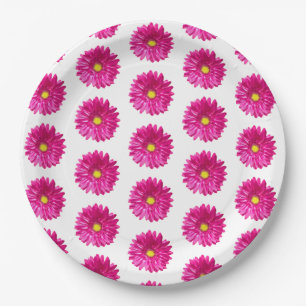 Heiße rosa Gänseblümchen-Blumen-Papierteller   Pappteller