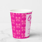 Heiße rosa Gingham-Schleifen-Abschlussfeier Pappbecher (Rechts)