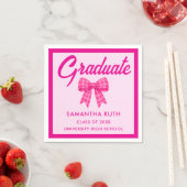 Heiße rosa Gingham-Schleifen-Abschlussfeier Serviette (Beispiel)