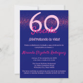 Heiße rosa Glitzer der spanischen Marine Frauen 60 Einladung (Vorderseite)