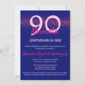 Heiße rosa Glitzer der spanischen Marine Frauen 90 Einladung (Vorderseite)
