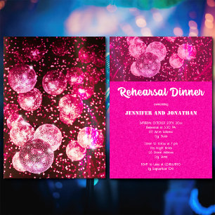 Heiße rosa glitzernde Retro-Disco-Kugel Probeessen Einladung