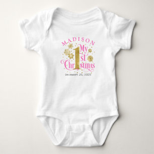 Heiße Rosa Goldschneeflocken Baby Girl 1. Strampler
