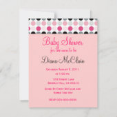 Heiße rosa, graue, hellrosa und schwarze Polka-Pun Einladung (Rückseite)