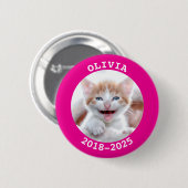 Heiße rosa Haustier-Foto-Gedenkstätte Button (Vorne & Hinten)