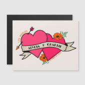 Heiße rosa Herz - Magnet Hochzeit (Vorne/Hinten)