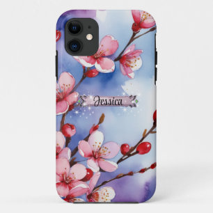 Heiße rosa Kirschblüten Lila iPhone / iPad Hülle