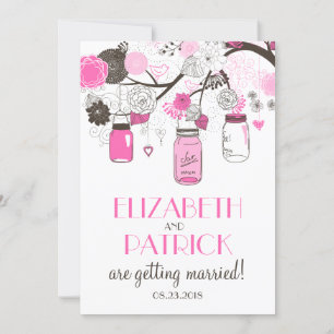 Heiße rosa Mason-Gläser Hochzeitseinladung Einladung
