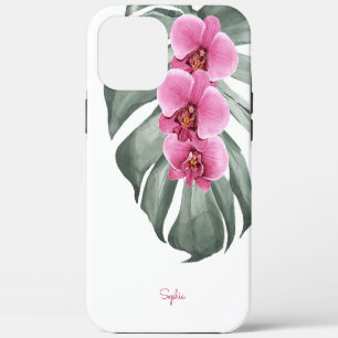 Heiße rosa Orchideen Tropische Blumen mit Ihrem Na iPhone 12 Pro Max Hülle