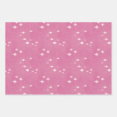Heiße rosa Punkte, Sterne und kariert Geschenkpapier Set (Vorderseite)