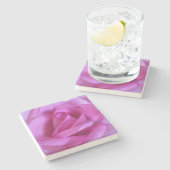 Heiße rosa Rose Blume fett schick-schick-fotografi Steinuntersetzer (Seitenansicht)