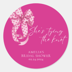 Heiße rosa Schleife - Sie heiratet: Junggesellinne Runder Aufkleber