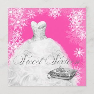 Heiße rosa Schneeflocke Sweet Sixteen Party Einladung