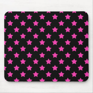 Heiße rosa Sterne auf schwarzem Hintergrund Mousepad