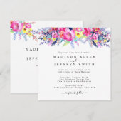 Heiße Rosa und Gelbe Frühlingsblüte Einladung (Vorne/Hinten)