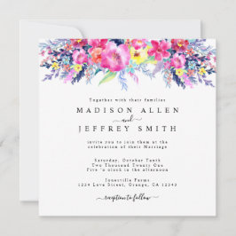 Heiße Rosa und Gelbe Frühlingsblüte Einladung